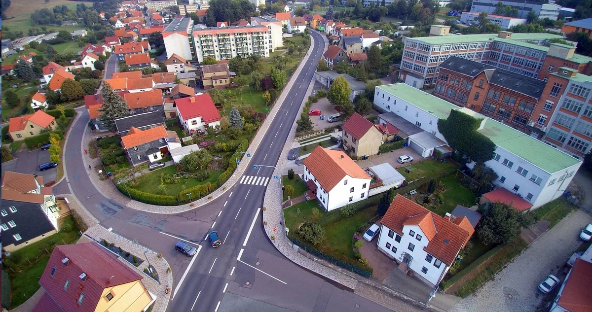 Luftaufnahme von Seebach Kreuzung Neue Straße und Hauptstraße