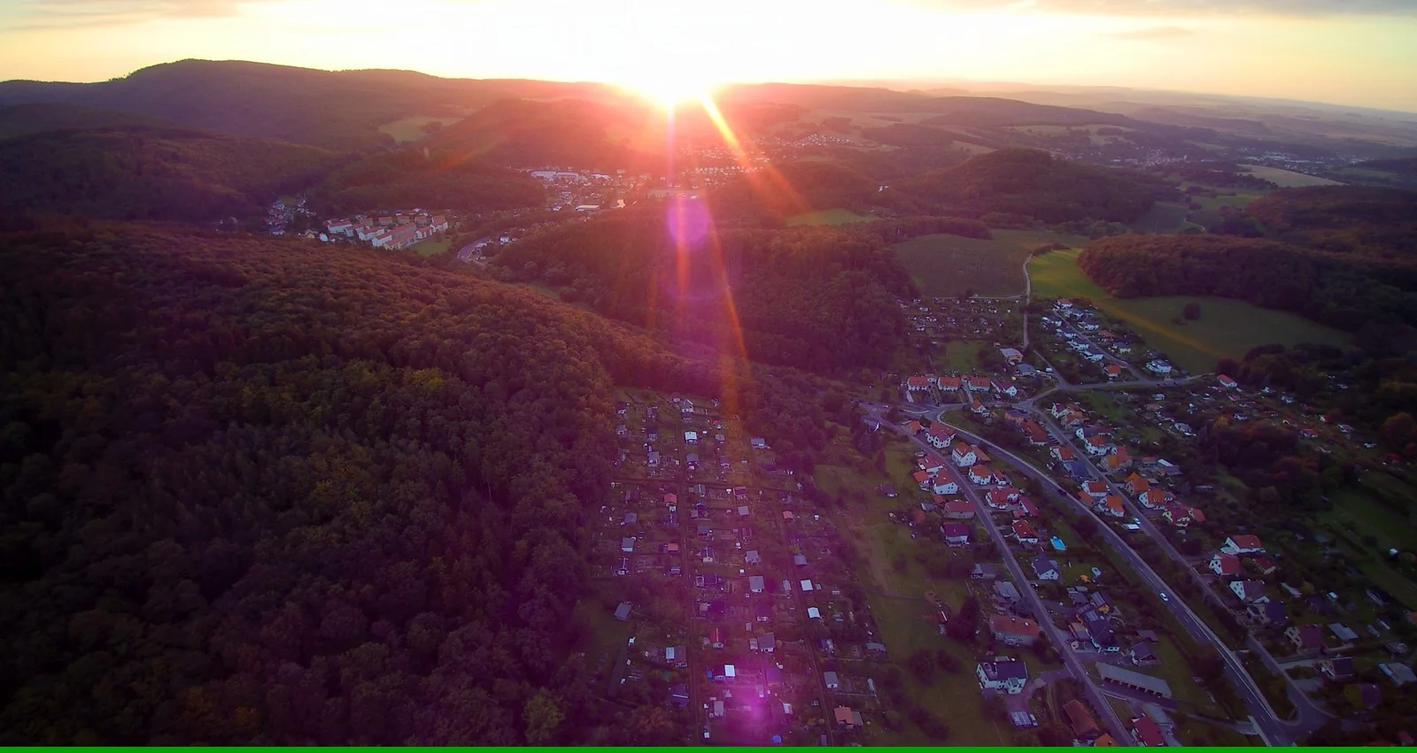 Luftaufnahme von Seebach bei Sonnenuntergang Oberdorf