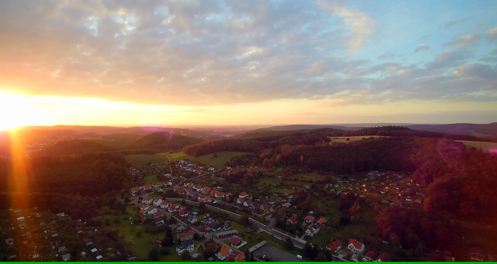Luftaufnahme von Seebach Sonnenuntergang Blick vom Wartberg